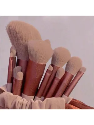 13pcs Soft Hair Makeup Brush Set For Eye Liner, Cosmetic Tool Kit