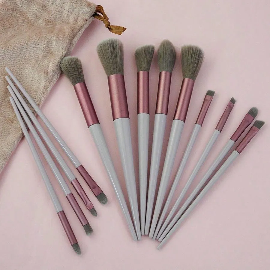 13pcs Soft Hair Makeup Brush Set For Eye Liner, Cosmetic Tool Kit