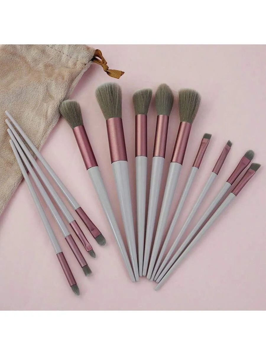13pcs Soft Hair Makeup Brush Set For Eye Liner, Cosmetic Tool Kit