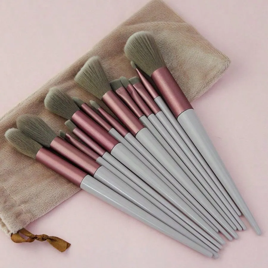 13pcs Soft Hair Makeup Brush Set For Eye Liner, Cosmetic Tool Kit