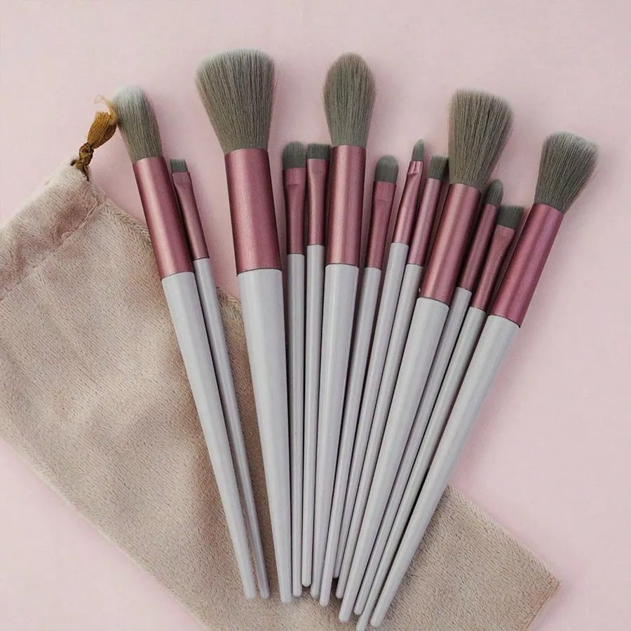 13pcs Soft Hair Makeup Brush Set For Eye Liner, Cosmetic Tool Kit