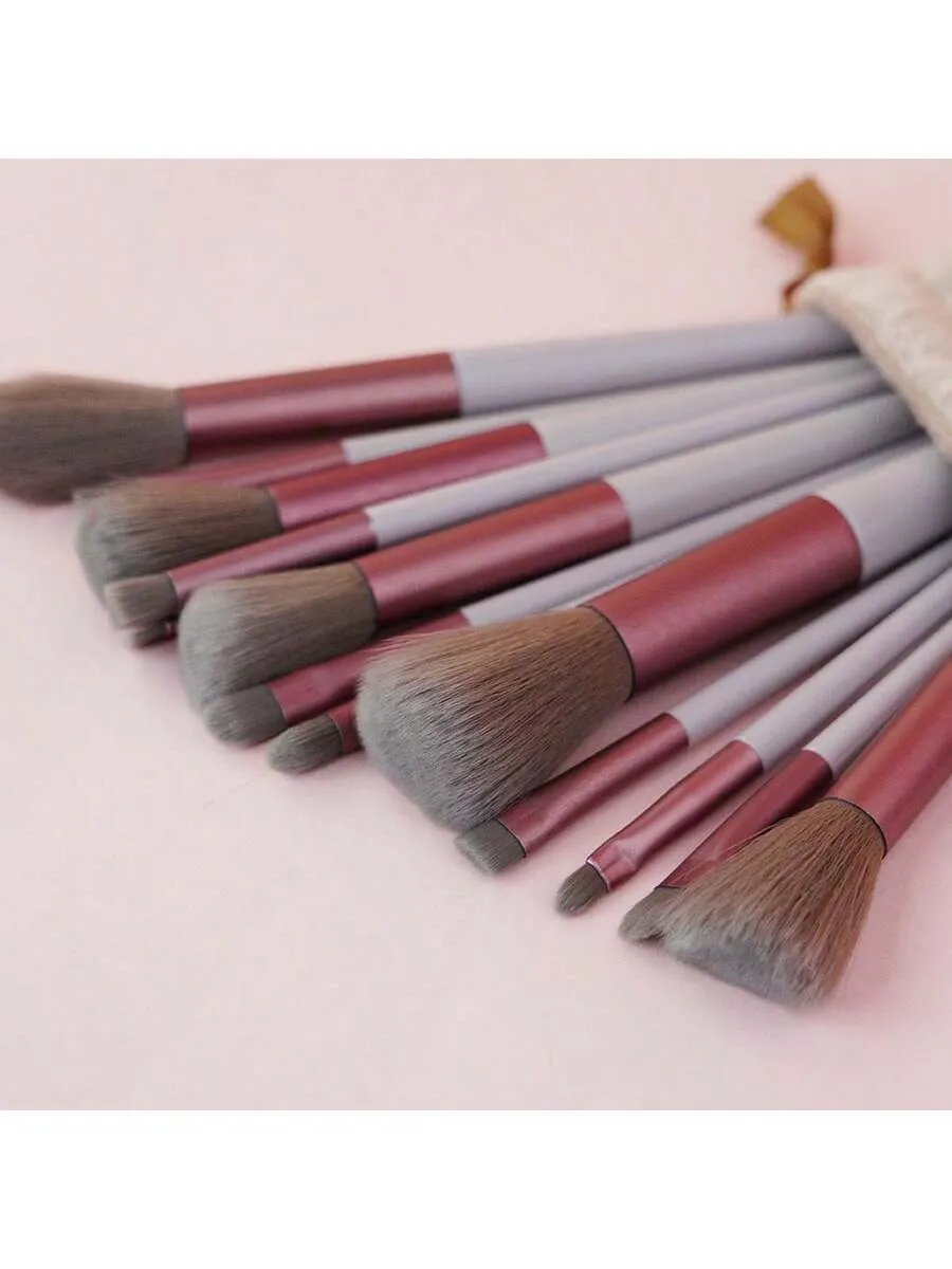 13pcs Soft Hair Makeup Brush Set For Eye Liner, Cosmetic Tool Kit