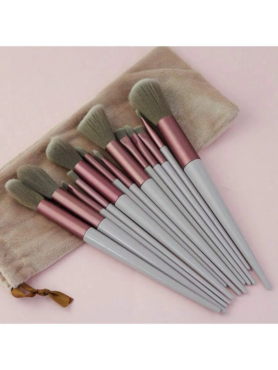 13pcs Soft Hair Makeup Brush Set For Eye Liner, Cosmetic Tool Kit