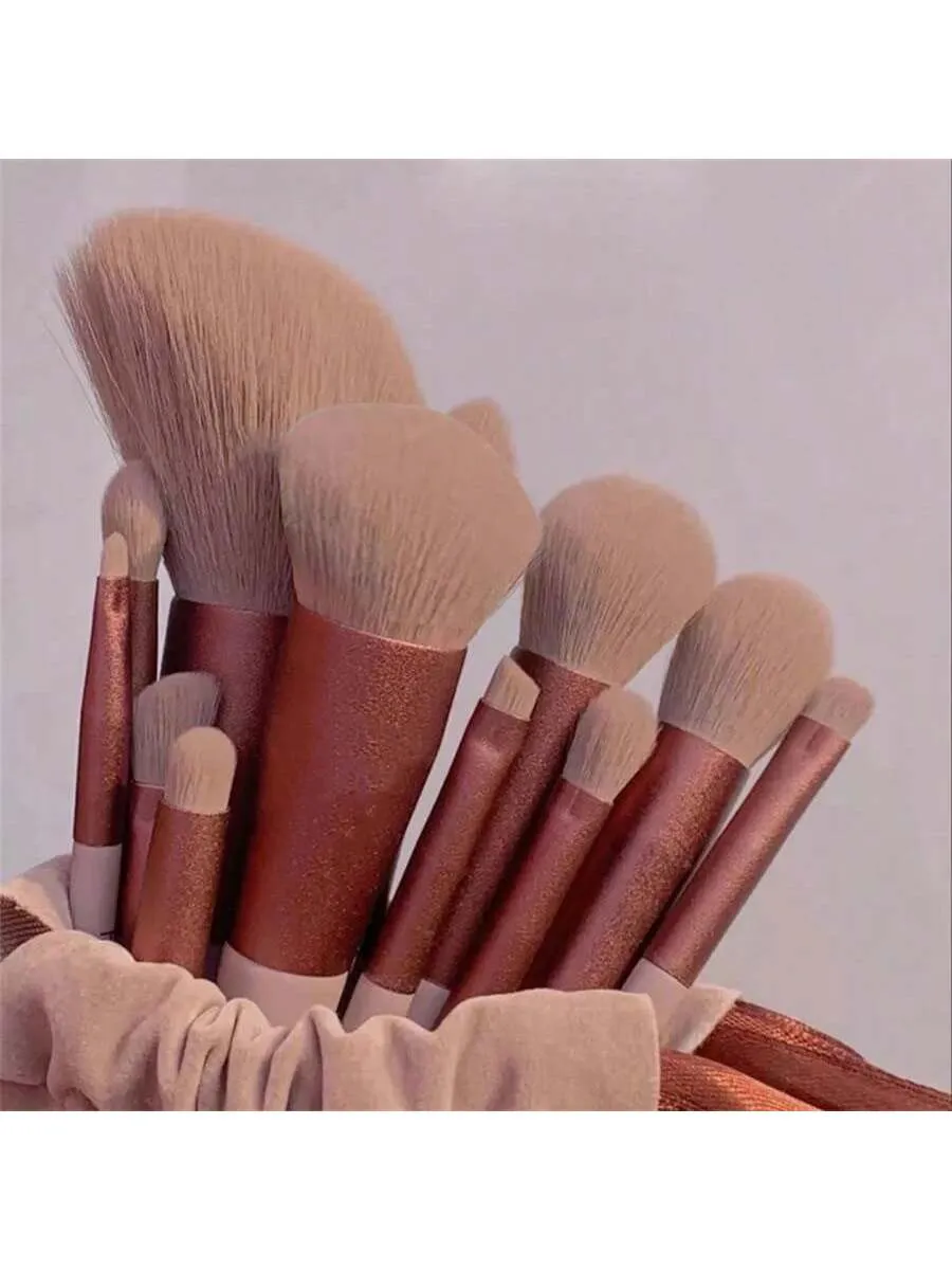 13pcs Soft Hair Makeup Brush Set For Eye Liner, Cosmetic Tool Kit