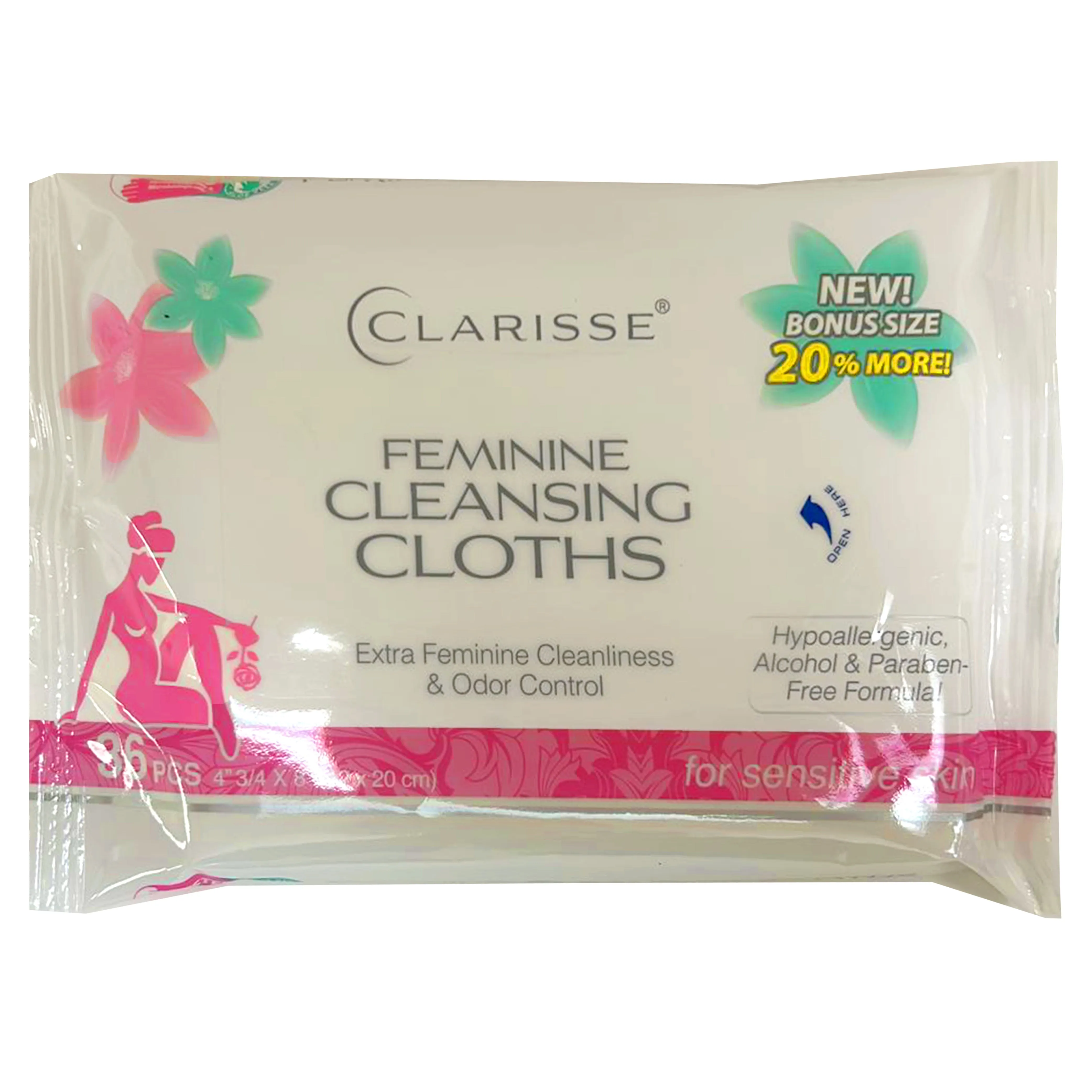 2 Packs Women's Feminine Cloths Cleansing Wipes Moist Towelette Hypoallergenic