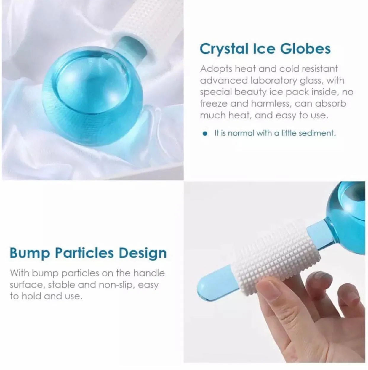 2 Pcs Crystal Ice Hockey, Energy Face Eye Massaging Globes, Face Lifting Anti Wrinkles Ice Roller, Anti Aging Health And Skincare Tool