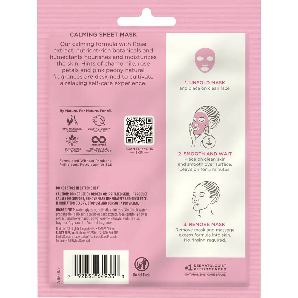 Burt's Bees Calming Sheet Mask With Rose