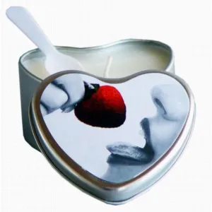 Earthly Body Heart-Shaped Hemp Seed Edible Massage Candle Strawberry 4 Oz