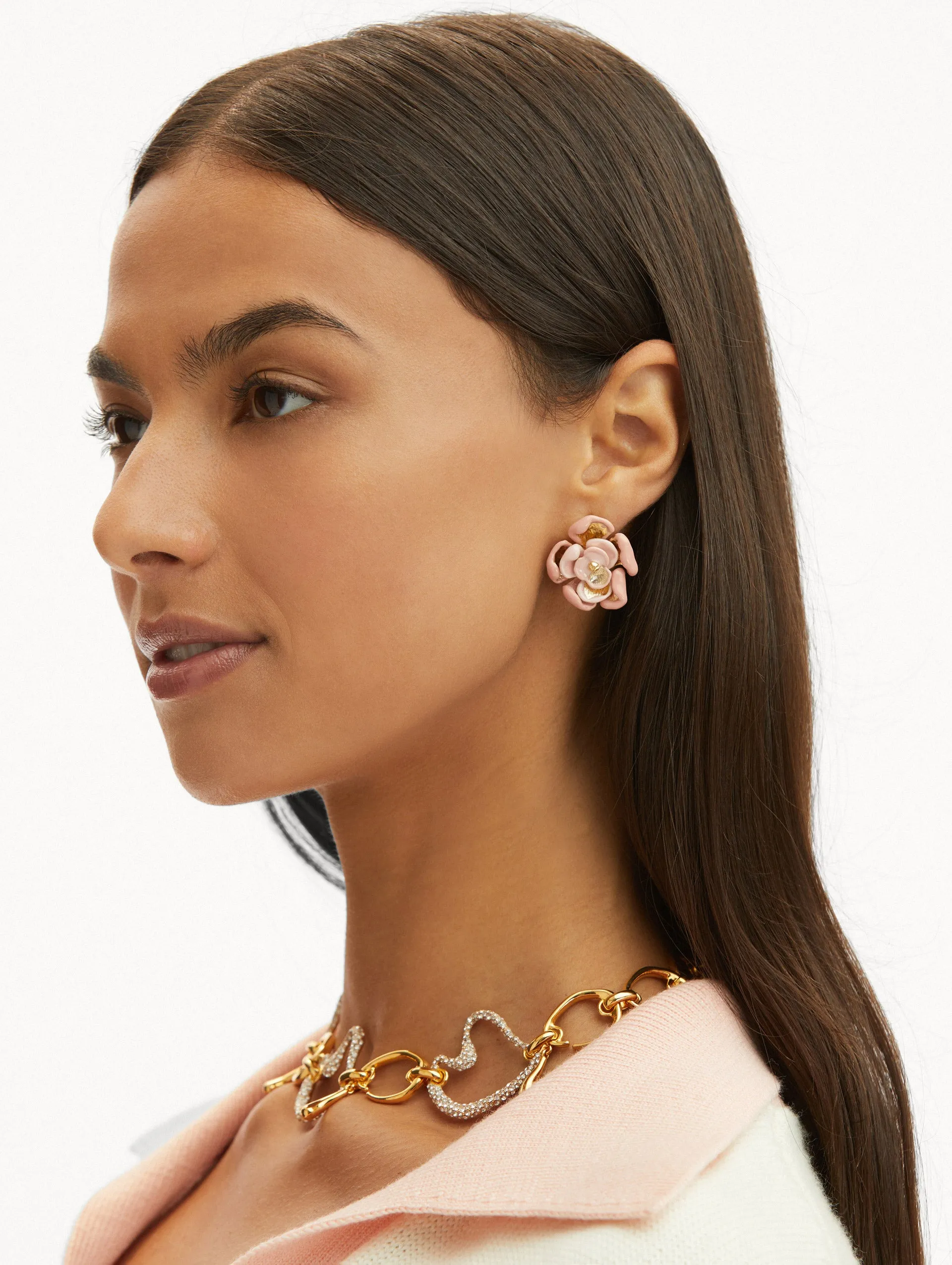 Enamel Rose Earrings