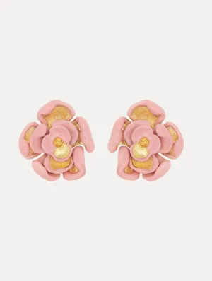 Enamel Rose Earrings