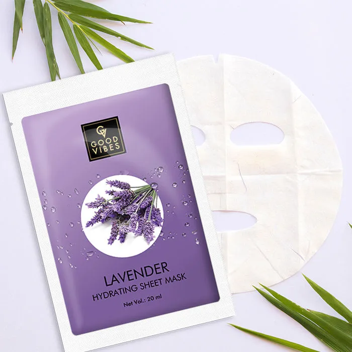 Good Vibes Lavender Hydrating Sheet Mask | Light-weight, Soothing, Brightening, No Animal Testing (20 ml)