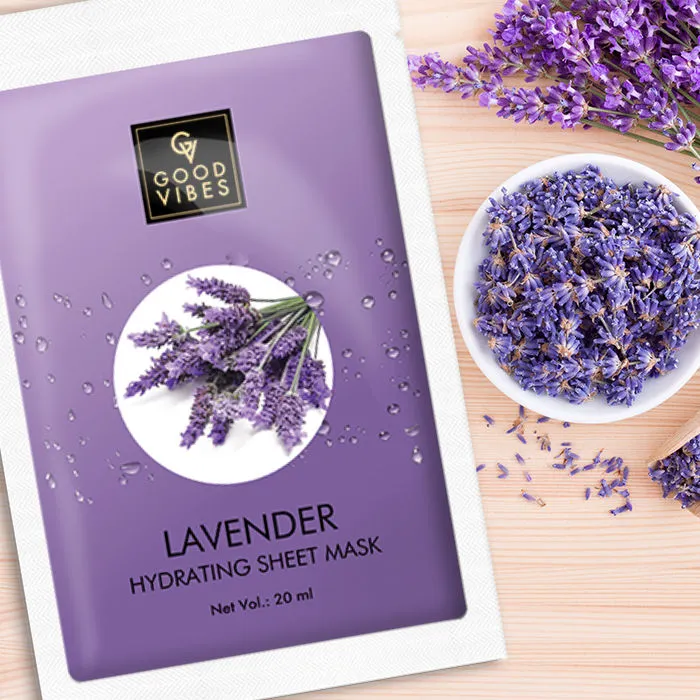 Good Vibes Lavender Hydrating Sheet Mask | Light-weight, Soothing, Brightening, No Animal Testing (20 ml)
