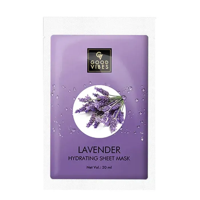 Good Vibes Lavender Hydrating Sheet Mask | Light-weight, Soothing, Brightening, No Animal Testing (20 ml)