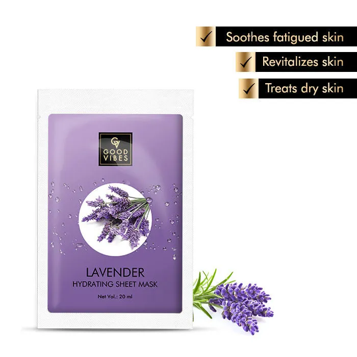 Good Vibes Lavender Hydrating Sheet Mask | Light-weight, Soothing, Brightening, No Animal Testing (20 ml)