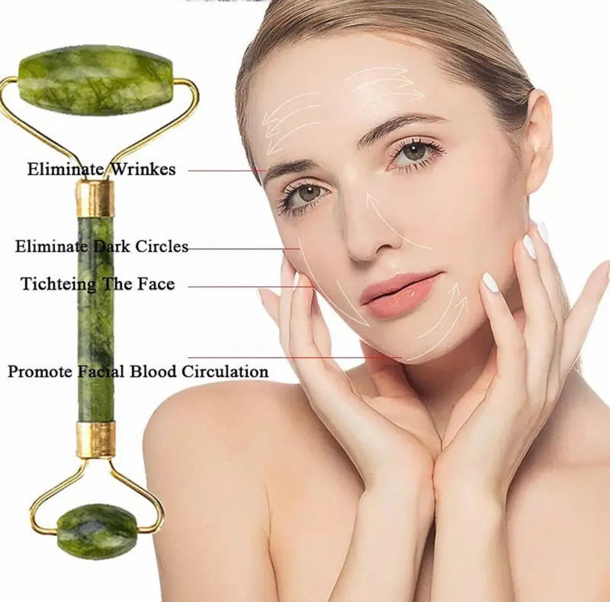Jade Roller Massager With Face Lifting Guasha Stone, Jade Stone Facial Roller, Dual-Sided Face Massager, Muscle Relaxing Jade Roller