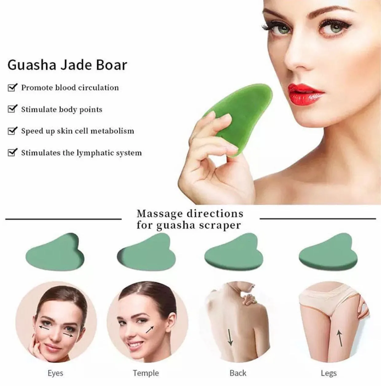 Jade Roller Massager With Face Lifting Guasha Stone, Jade Stone Facial Roller, Dual-Sided Face Massager, Muscle Relaxing Jade Roller