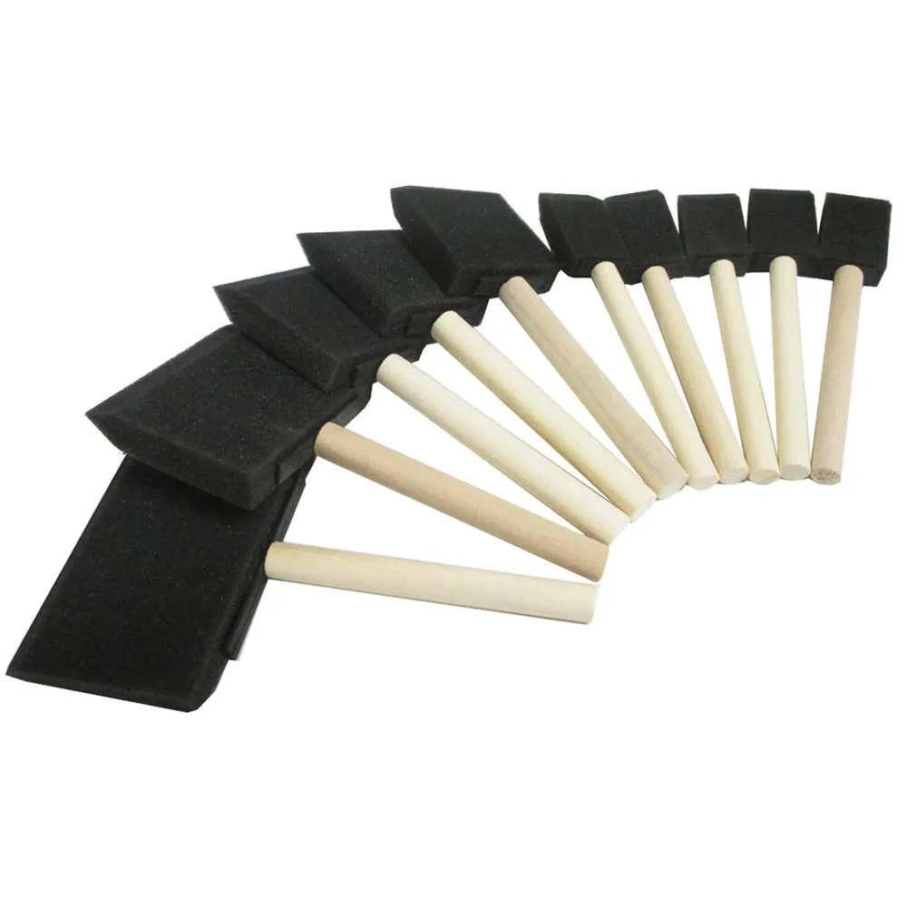 New Lot 50 Paint Foam Sponge Brushes 1" 2" 3" 4" Wood Handle Crats Enamel Stains