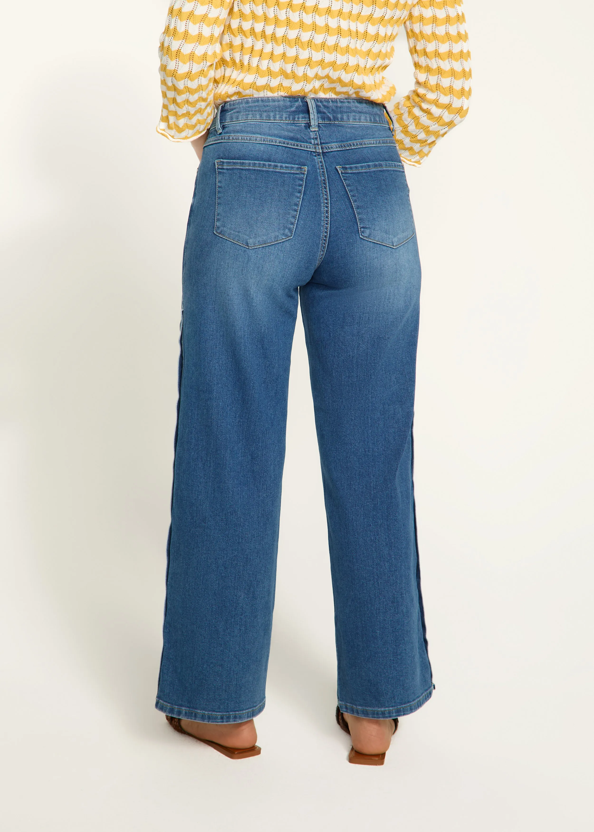 Olivia Wide Leg Denim, Medium Blue