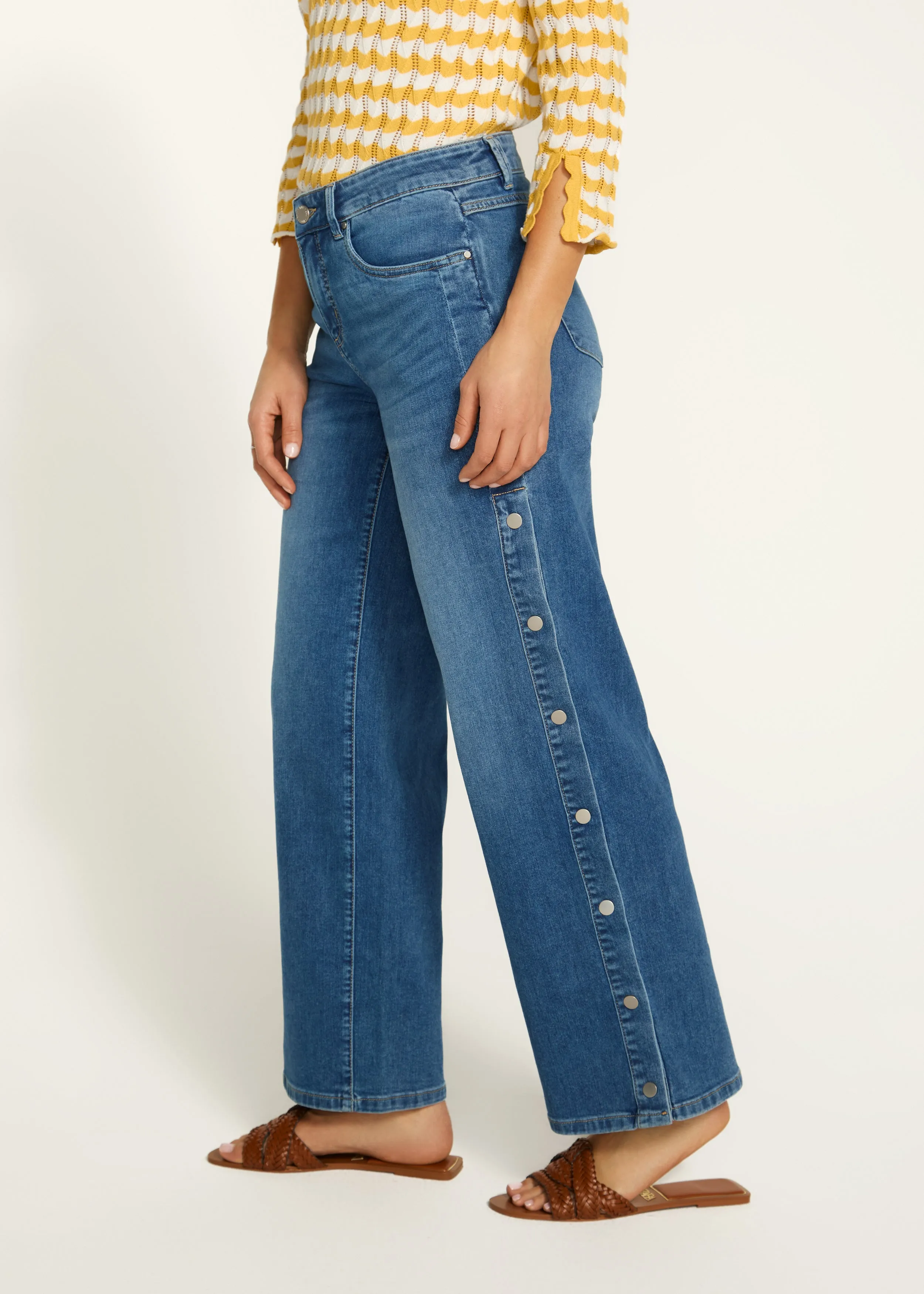 Olivia Wide Leg Denim, Medium Blue