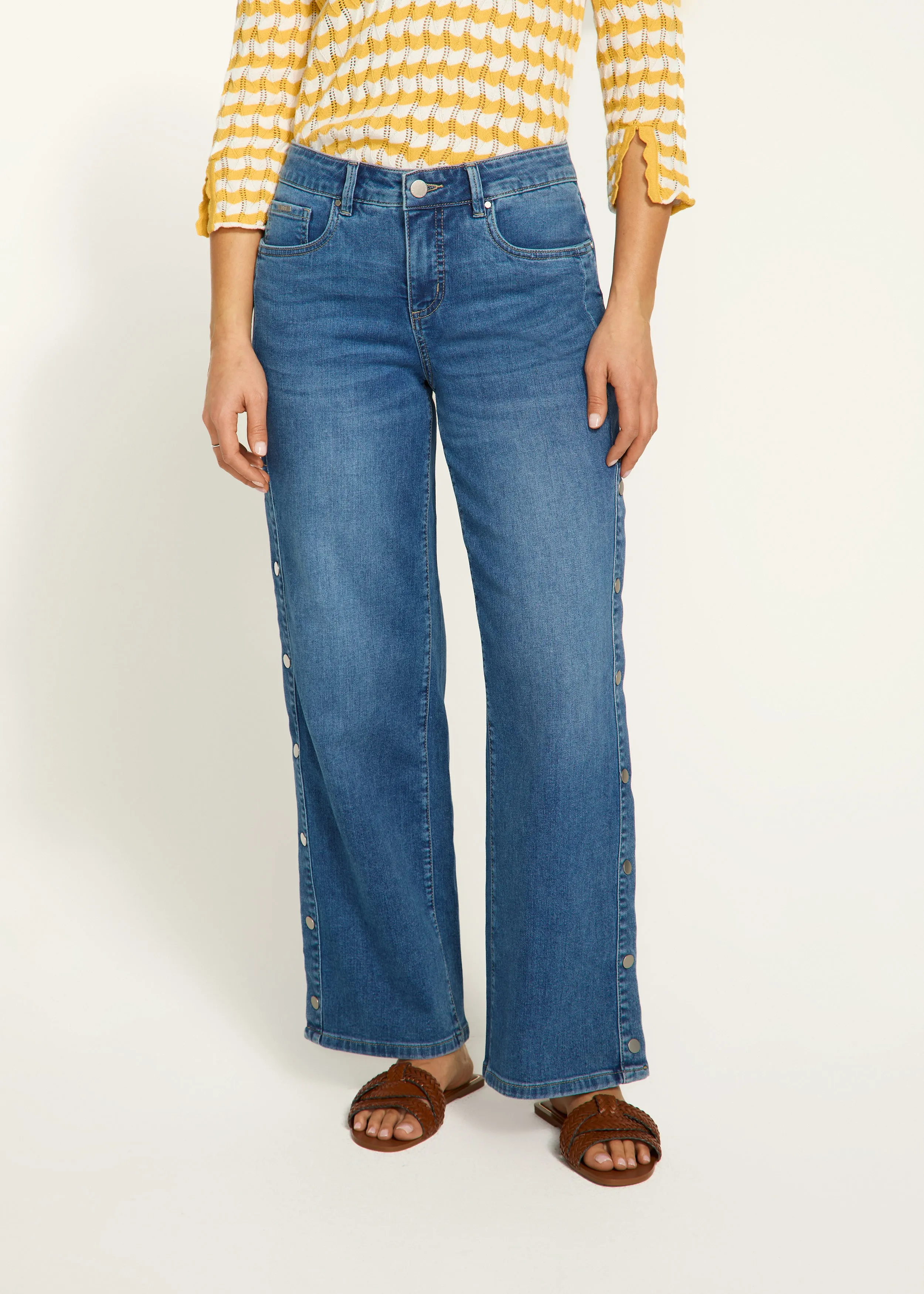 Olivia Wide Leg Denim, Medium Blue