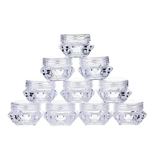 (Pack of 100) - TMO 5 Gramme Clear Jars Plastic Cosmetic Container Empty Cosmetic Sample Containers Transparent 5G/5ML Plastic Pot Jars for Eye Shadow,Nails,Powder,Paint (100 Pcs)