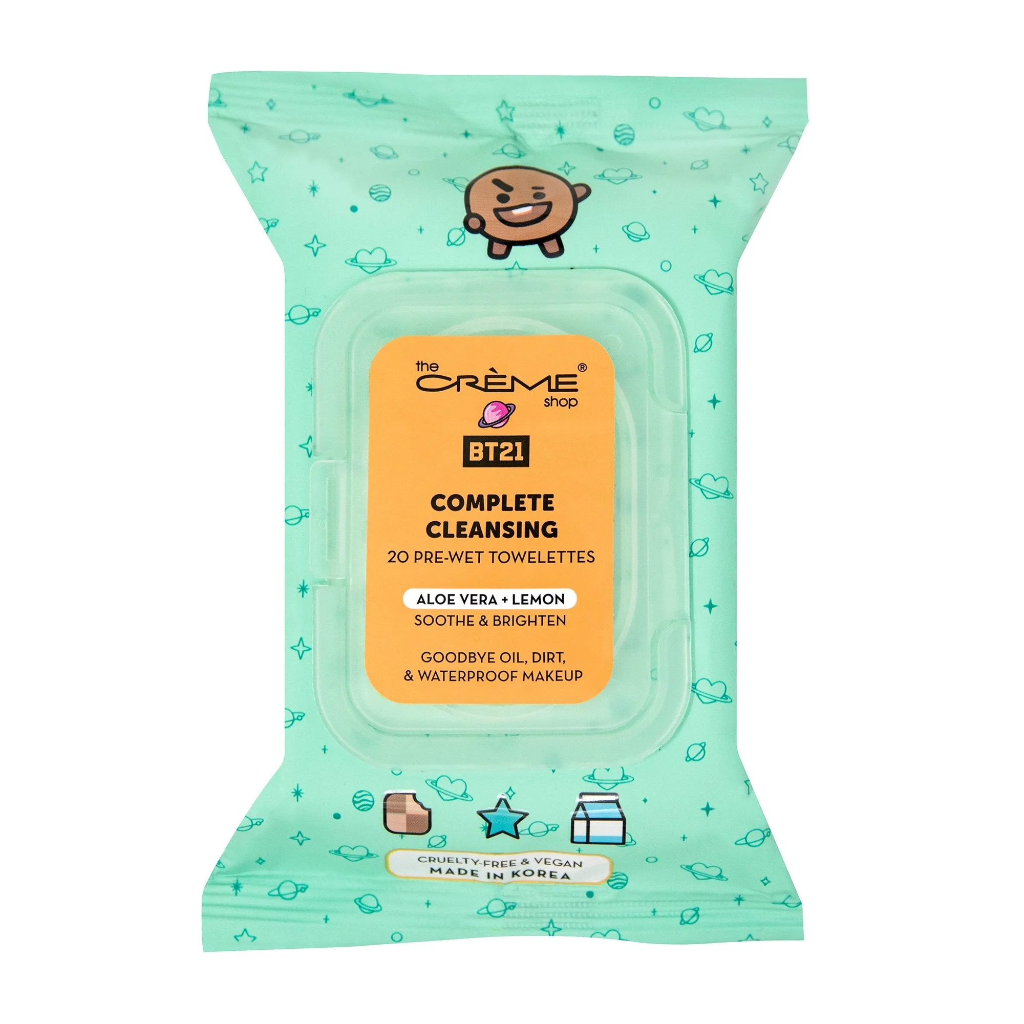SHOOKY Complete Cleansing Towelettes -  Aloe Vera & Lemon (20 Pre-Wet Towelettes)