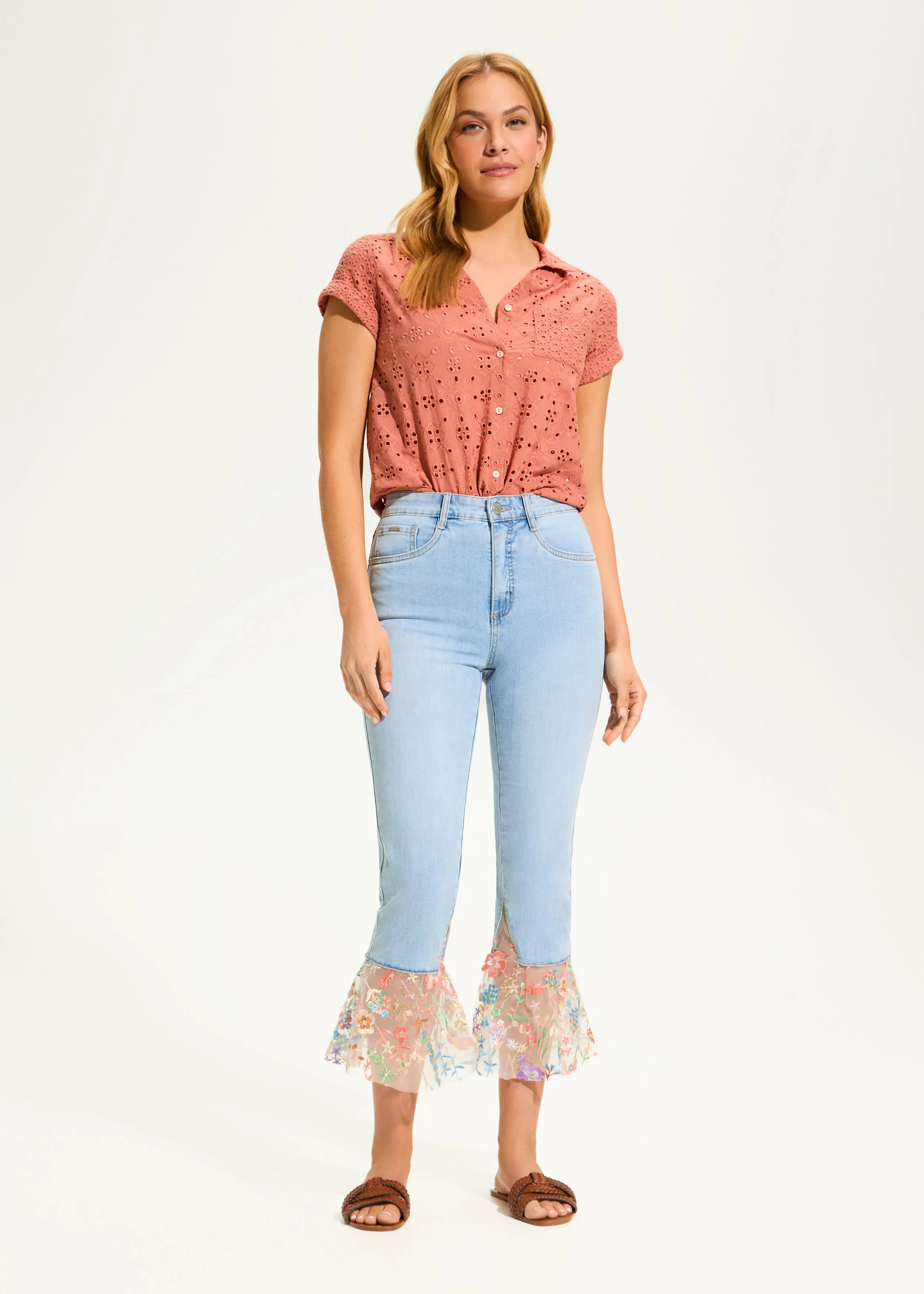 Suzanne Flair Crop Denim, Light Blue
